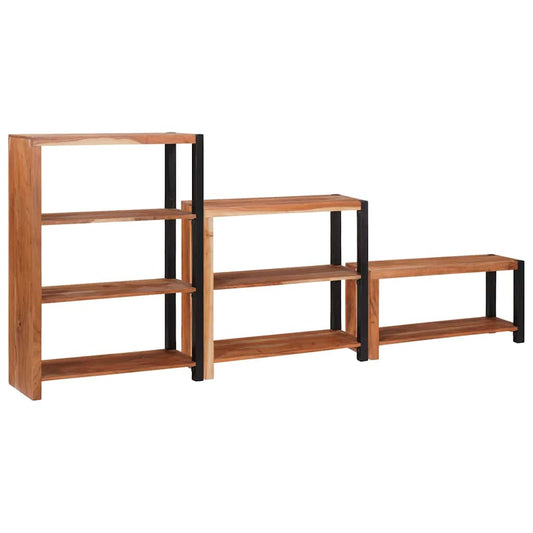vidaXL Ράφι Βιβλίων 3 pcs Καφέ 80 x 30 x 110 εκ Μασίφ ξύλο ακακίας