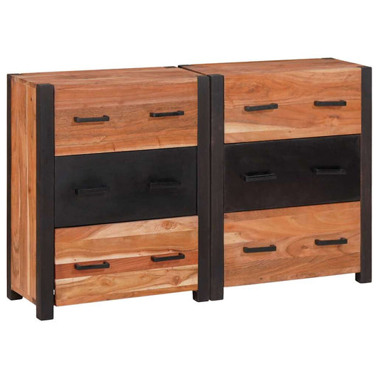 vidaXL Πλαϊνό γραφείο 3 pcs Καφέ 110 x 30 x 75 εκ Μασίφ ξύλο ακακίας