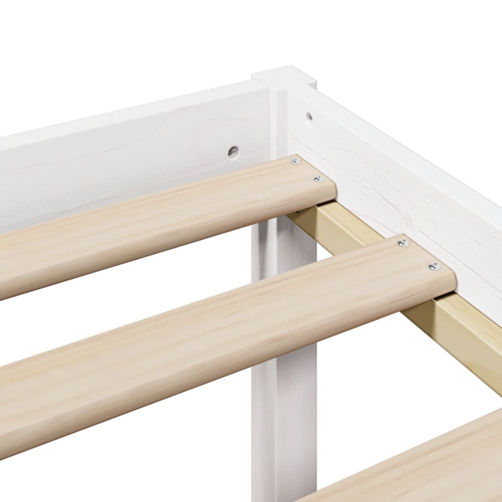 vidaXL Κρεβάτι Βιβλιοθήκη Χωρίς Στρώμα Λευκό 75x190 εκ Μασίφ Πεύκο