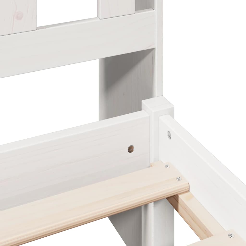 vidaXL Κρεβάτι Βιβλιοθήκη Χωρίς Στρώμα Λευκό 135x190 εκ Μασίφ Πεύκο