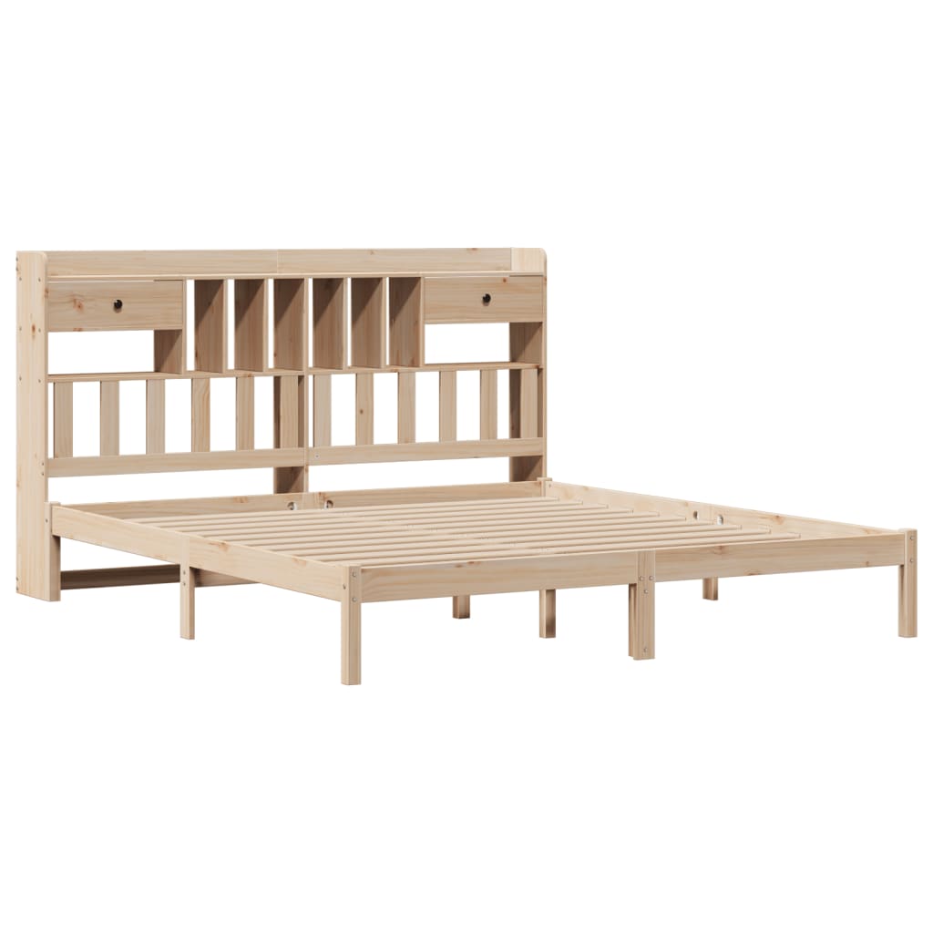 vidaXL Κρεβάτι Βιβλιοθήκη Χωρίς Στρώμα 180x200 εκ Μασίφ Ξύλο Πεύκου