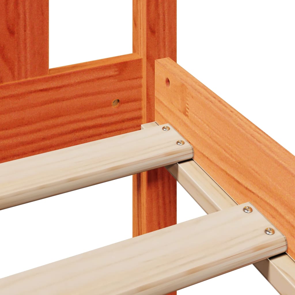 vidaXL Κρεβάτι Βιβλιοθήκη Χωρίς Στρώμα 140x200 εκ Μασίφ Ξύλο Πεύκου