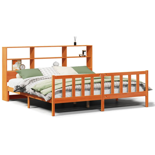 vidaXL Κρεβάτι Βιβλιοθήκη Χωρίς Στρώμα 200x200 εκ Μασίφ Ξύλο Πεύκου