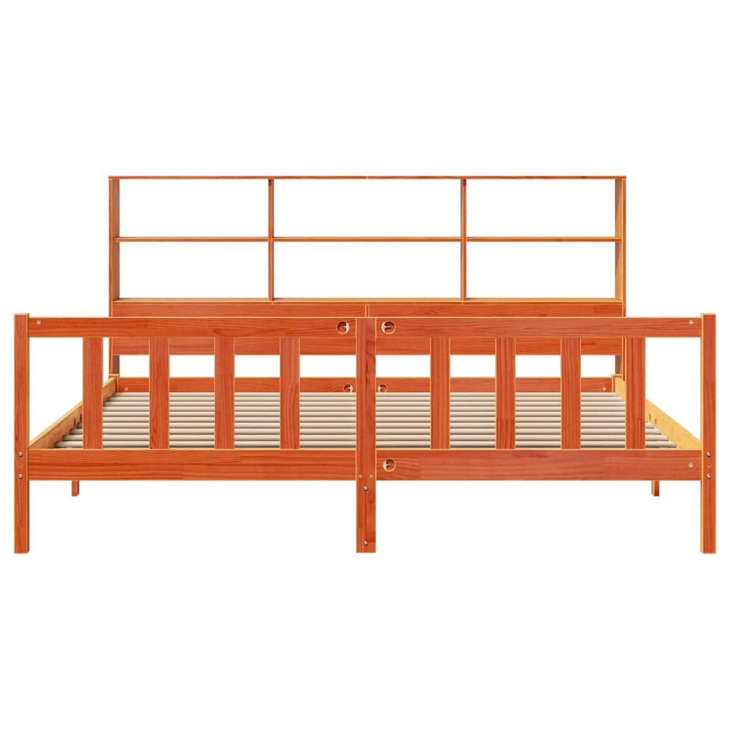 vidaXL Κρεβάτι Βιβλιοθήκη Χωρίς Στρώμα 200x200 εκ Μασίφ Ξύλο Πεύκου