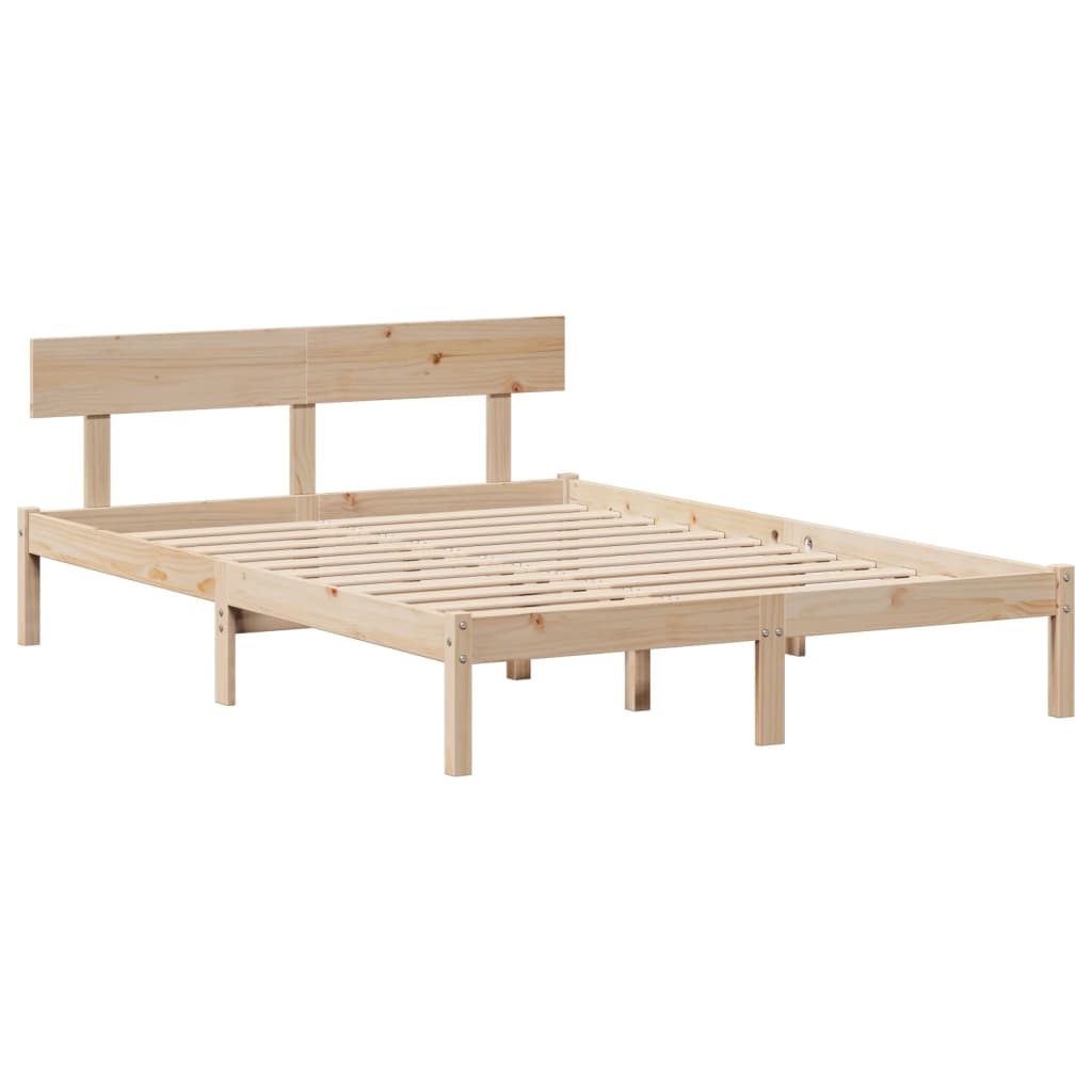 vidaXL Κρεβάτι Βιβλιοθήκη Χωρίς Στρώμα 140x190 εκ Μασίφ Ξύλο Πεύκου