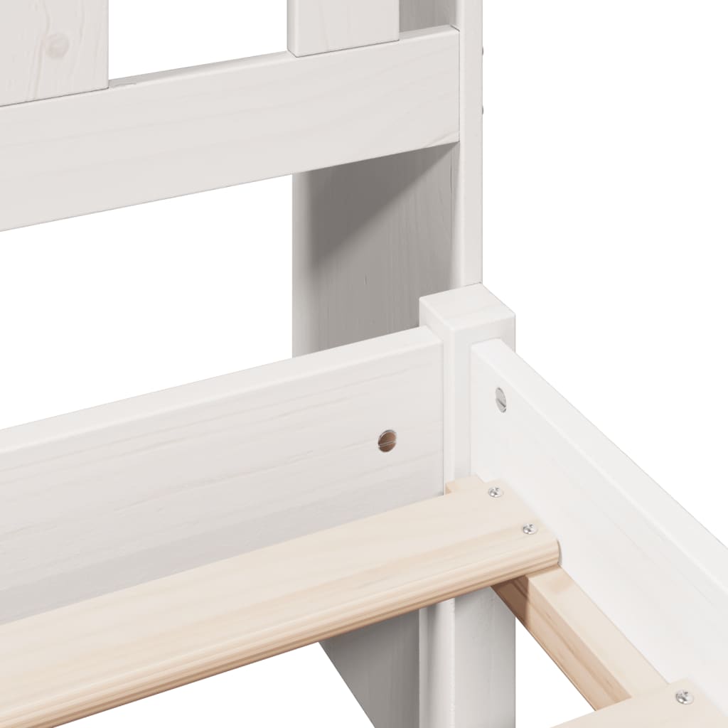 vidaXL Κρεβάτι Βιβλιοθήκη Χωρίς Στρώμα Λευκό 135x190 εκ Μασίφ Πεύκο