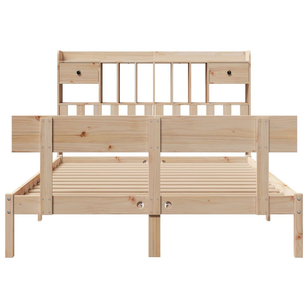 vidaXL Κρεβάτι Βιβλιοθήκη Χωρίς Στρώμα 140x200 εκ Μασίφ Ξύλο Πεύκο