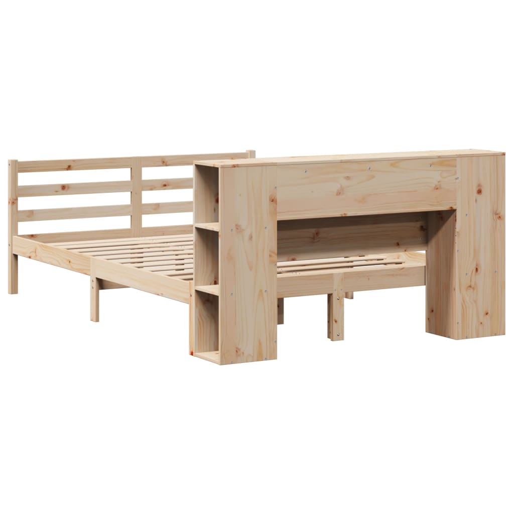vidaXL Κρεβάτι Βιβλιοθήκη Χωρίς Στρώμα 120x190 εκ Μασίφ Ξύλο Πεύκου