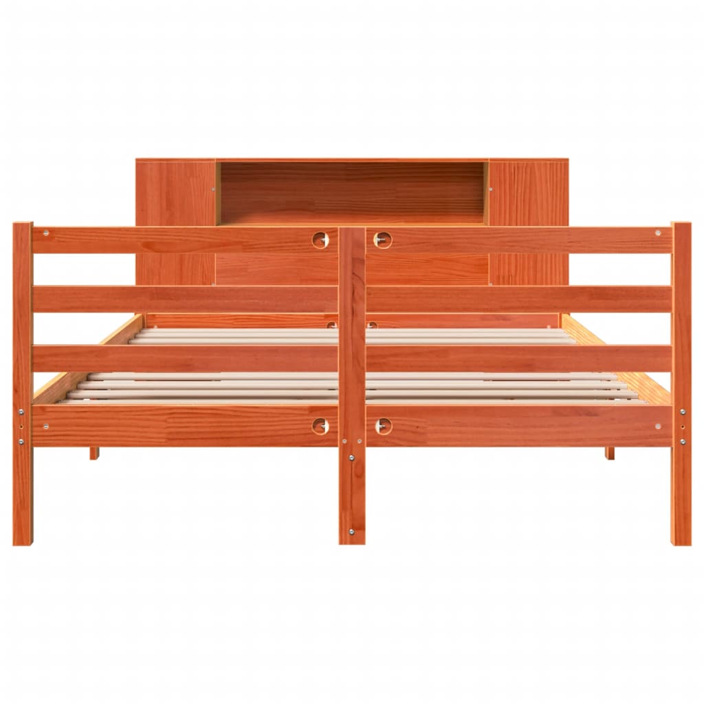 vidaXL Κρεβάτι Βιβλιοθήκη Χωρίς Στρώμα 150x200 εκ Μασίφ Ξύλο Πεύκου