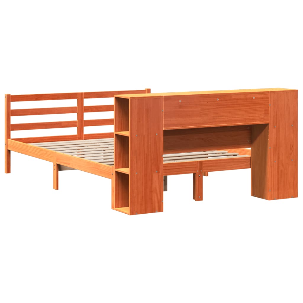 vidaXL Κρεβάτι Βιβλιοθήκη Χωρίς Στρώμα 150x200 εκ Μασίφ Ξύλο Πεύκου