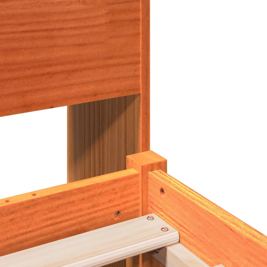 vidaXL Κρεβάτι Βιβλιοθήκη Χωρίς Στρώμα Καφέ 180x200 εκ Μασίφ Πεύκο