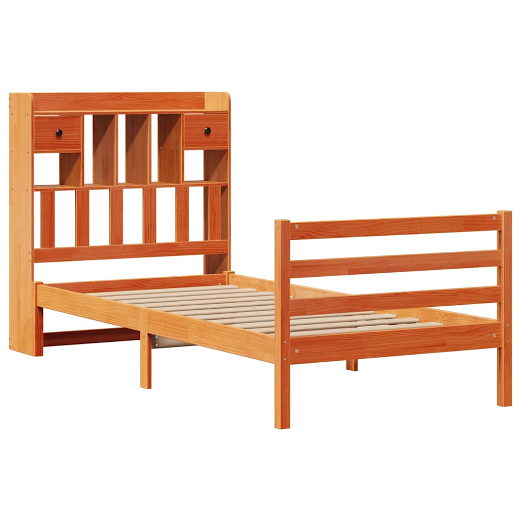 vidaXL Κρεβάτι Βιβλιοθήκη Χωρίς Στρώμα 75x190 εκ Μασίφ Ξύλο Πεύκου