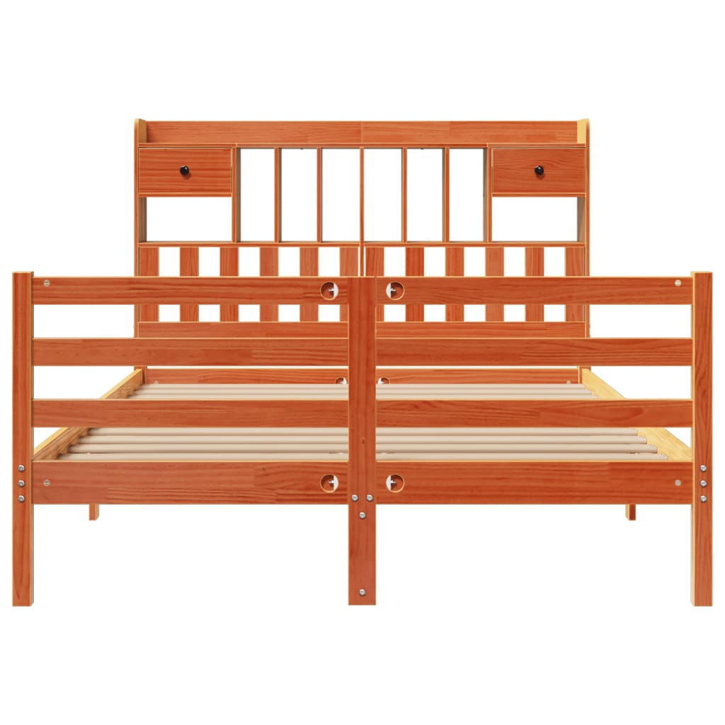 vidaXL Κρεβάτι Βιβλιοθήκη Χωρίς Στρώμα 160x200 εκ Μασίφ Ξύλο Πεύκου