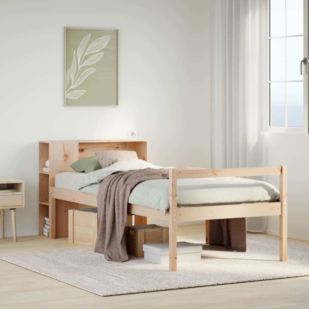 vidaXL Κρεβάτι Βιβλιοθήκη Χωρίς Στρώμα 75x190 εκ Μασίφ Ξύλο Πεύκο