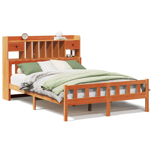 vidaXL Κρεβάτι Βιβλιοθήκη Χωρίς Στρώμα 160x200 εκ Μασίφ Ξύλο Πεύκου