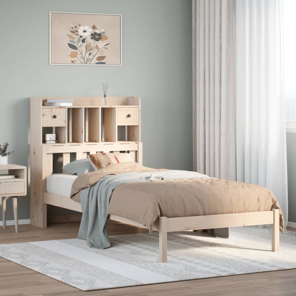 vidaXL Κρεβάτι Βιβλιοθήκη Χωρίς Στρώμα 75x190 εκ Μασίφ Ξύλο Πεύκο