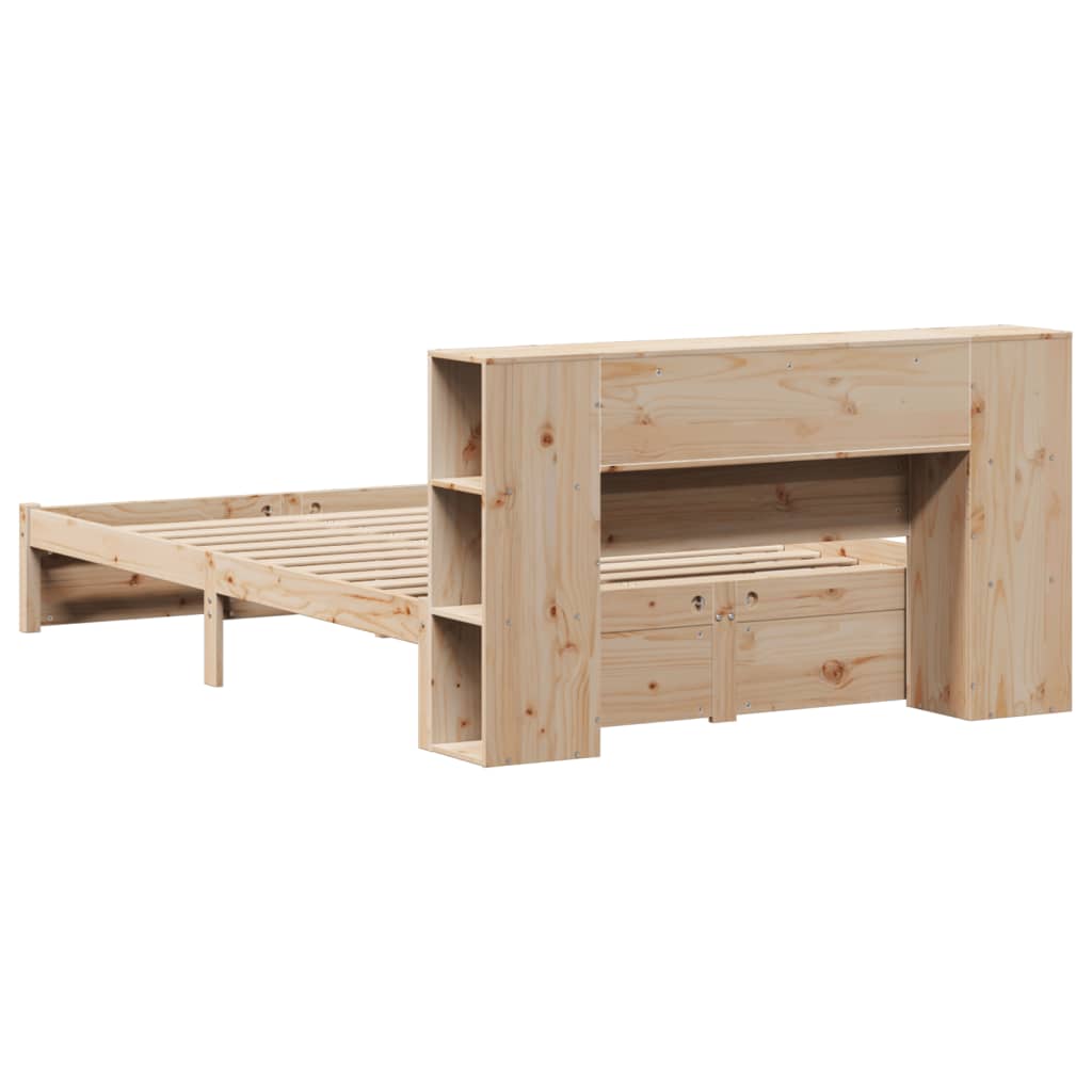 vidaXL Κρεβάτι Βιβλιοθήκη Χωρίς Στρώμα 140x200 εκ Μασίφ Ξύλο Πεύκο