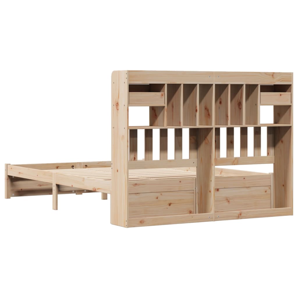 vidaXL Κρεβάτι Βιβλιοθήκη Χωρίς Στρώμα 160x200 εκ Μασίφ Ξύλο Πεύκου