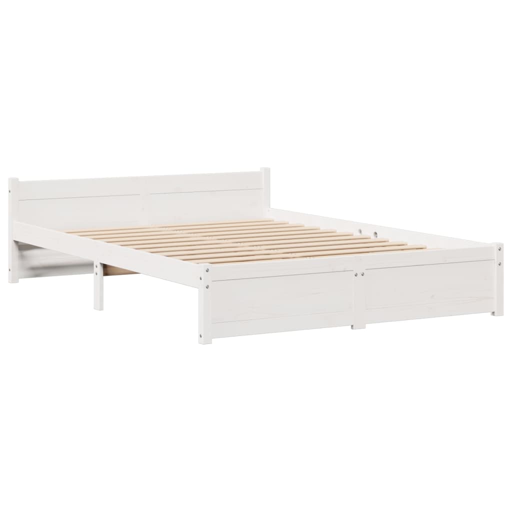 vidaXL Κρεβάτι Βιβλιοθήκη Χωρίς Στρώμα Λευκό 135x190 εκ Μασίφ Πεύκο