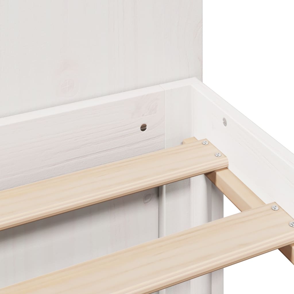 vidaXL Κρεβάτι Βιβλιοθήκη Χωρίς Στρώμα Λευκό 135x190 εκ Μασίφ Πεύκο