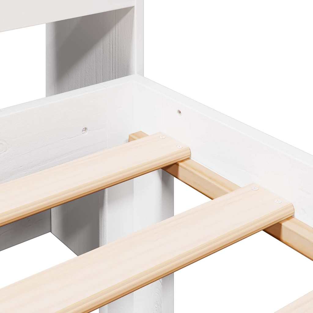 vidaXL Κρεβάτι Βιβλιοθήκη Χωρίς Στρώμα Λευκό 75x190 εκ Μασίφ Πεύκο