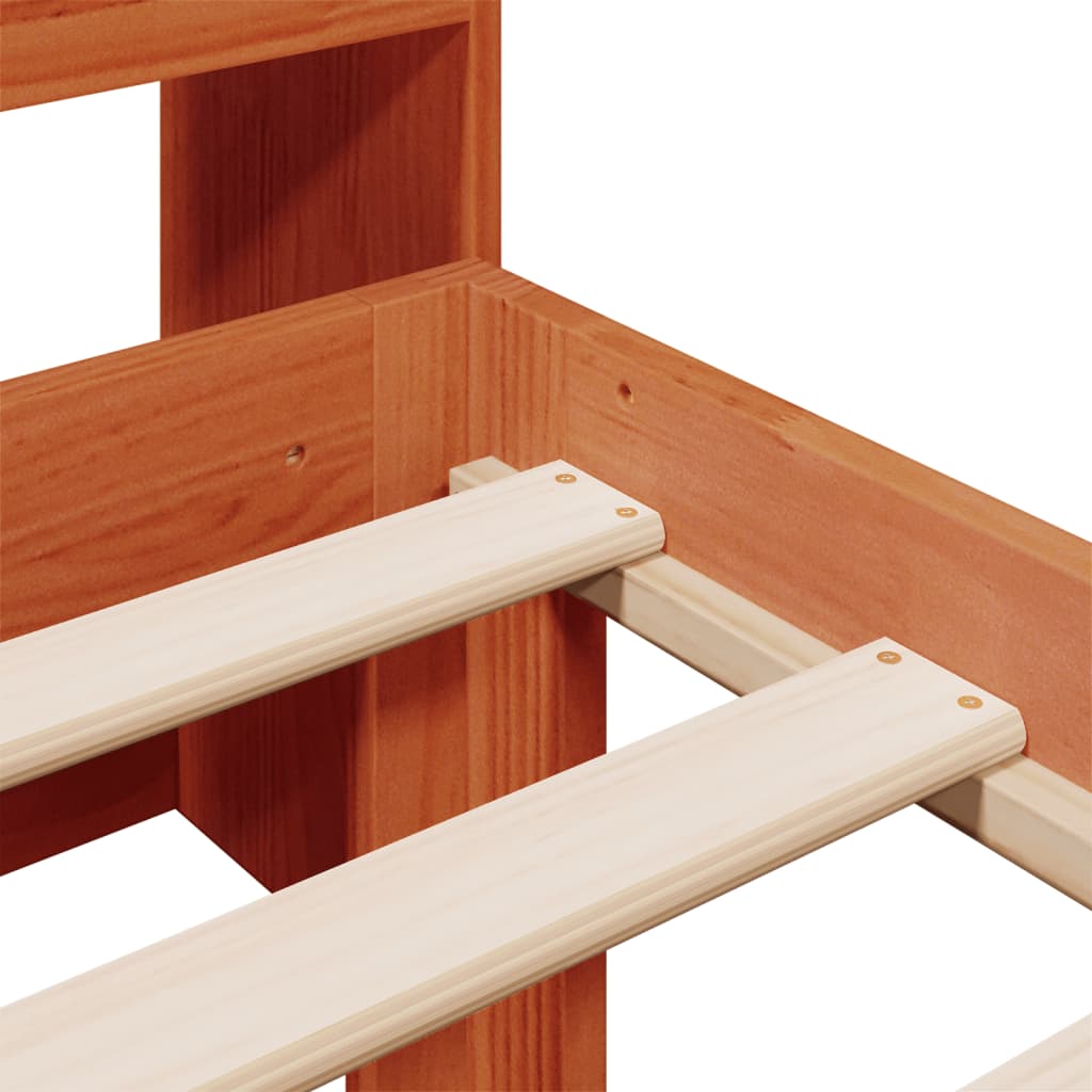 vidaXL Κρεβάτι Βιβλιοθήκη Χωρίς Στρώμα 75x190 εκ Μασίφ Ξύλο Πεύκου