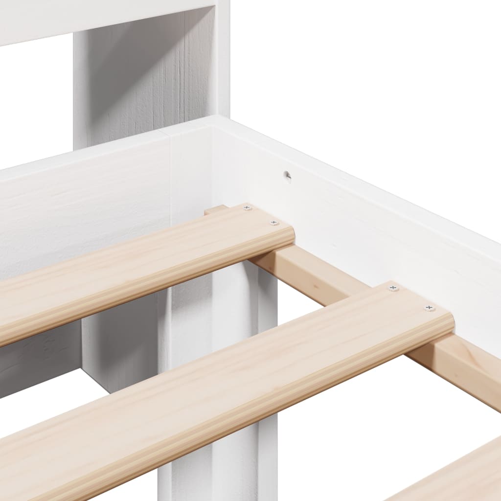 vidaXL Κρεβάτι Βιβλιοθήκη Χωρίς Στρώμα Λευκό 75x190 εκ Μασίφ Πεύκο