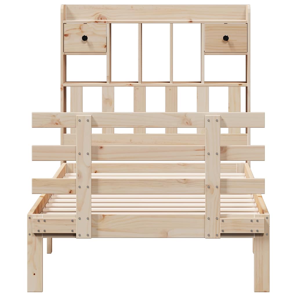 vidaXL Κρεβάτι Βιβλιοθήκη Χωρίς Στρώμα 90x190 εκ Μασίφ Ξύλο Πεύκου