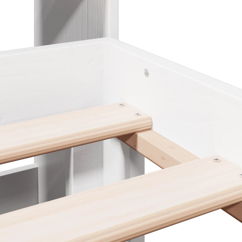 vidaXL Κρεβάτι Βιβλιοθήκη Χωρίς Στρώμα Λευκό 135x190 εκ Μασίφ Πεύκο