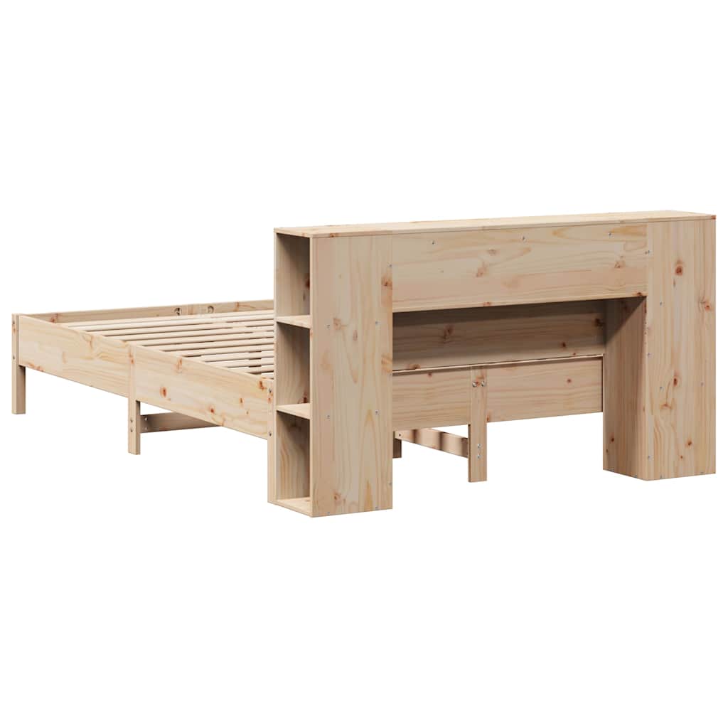 vidaXL Κρεβάτι Βιβλιοθήκη Χωρίς Στρώμα 140x190 εκ Μασίφ Ξύλο Πεύκου