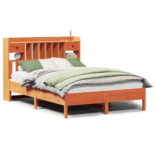 vidaXL Κρεβάτι Βιβλιοθήκη Χωρίς Στρώμα 150x200 εκ Μασίφ Ξύλο Πεύκου