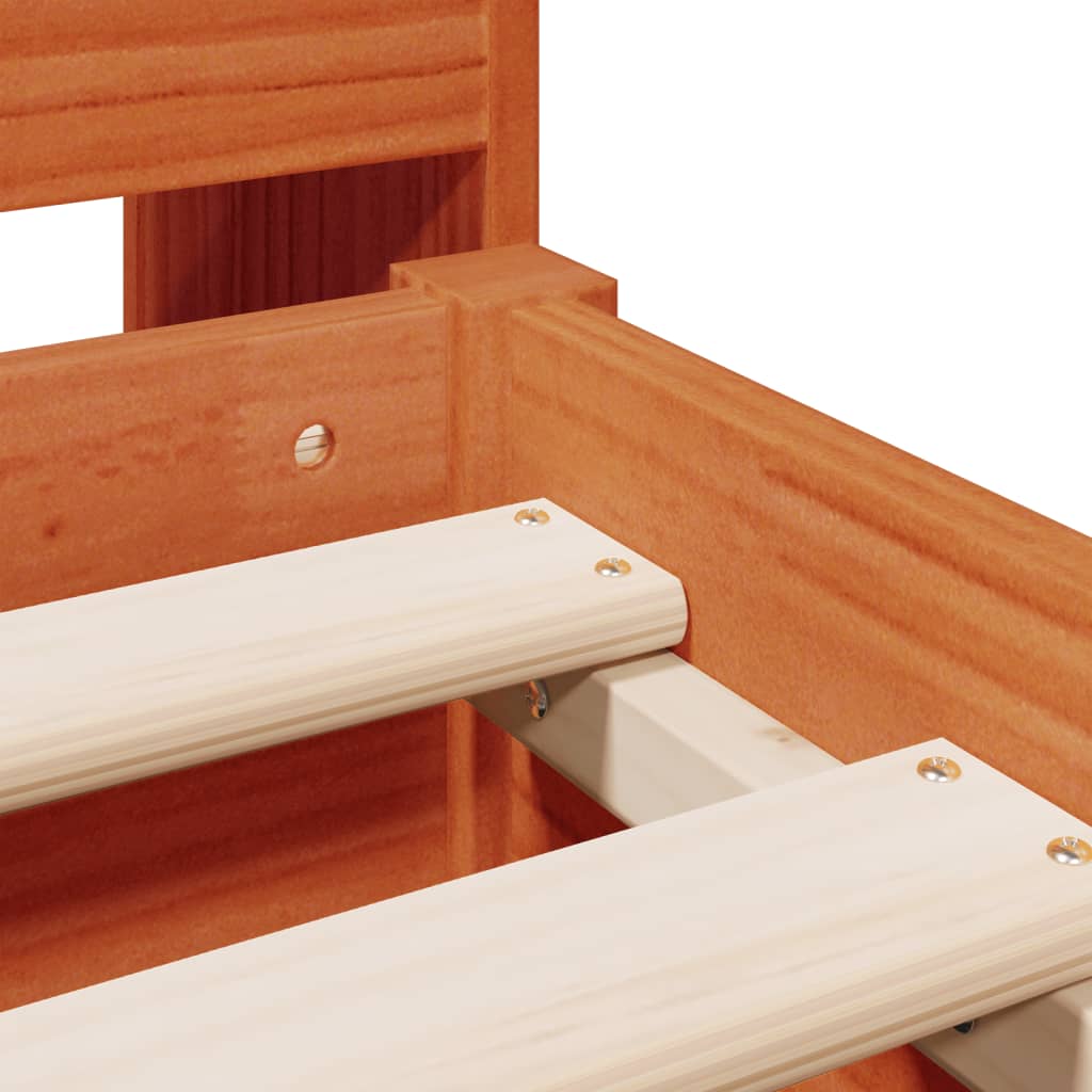 vidaXL Κρεβάτι Βιβλιοθήκη Χωρίς Στρώμα 140x200 εκ Μασίφ Ξύλο Πεύκου