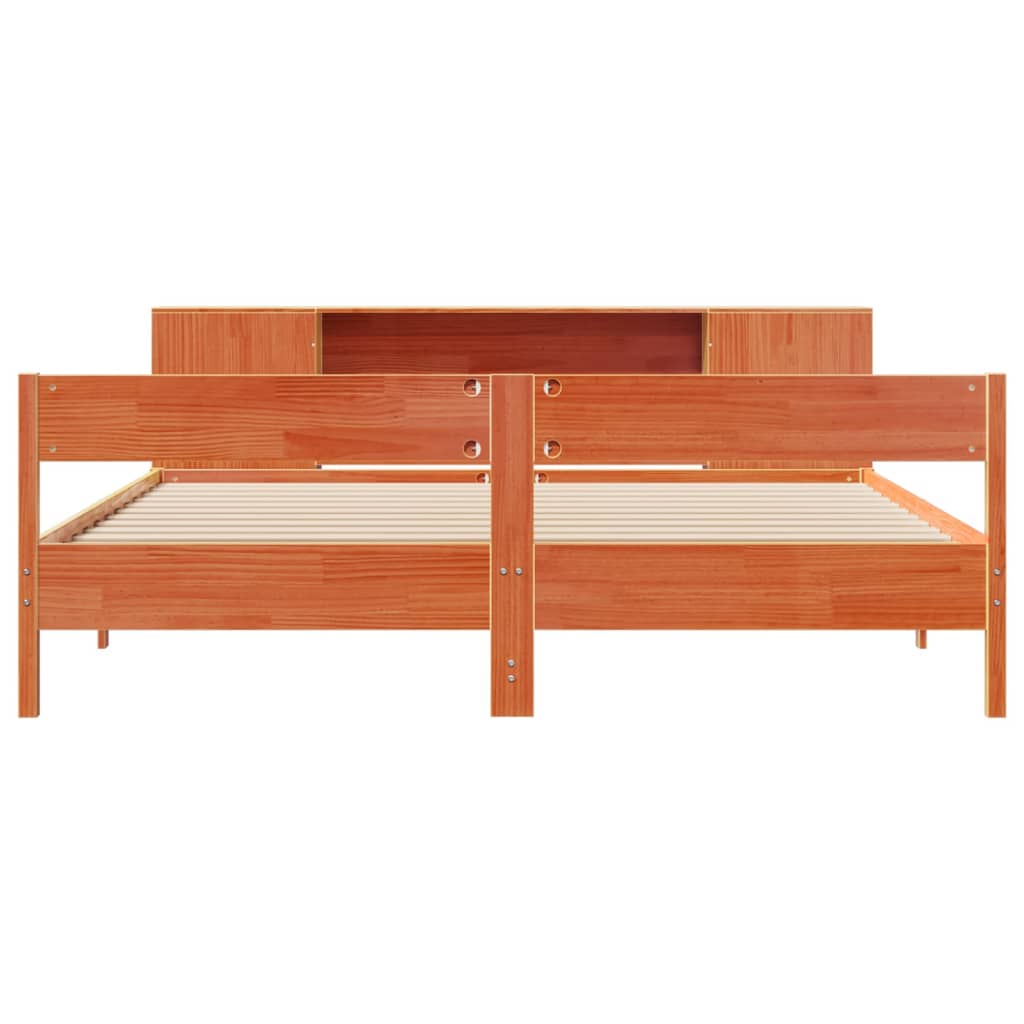 vidaXL Κρεβάτι Βιβλιοθήκη Χωρίς Στρώμα 200x200 εκ Μασίφ Ξύλο Πεύκου