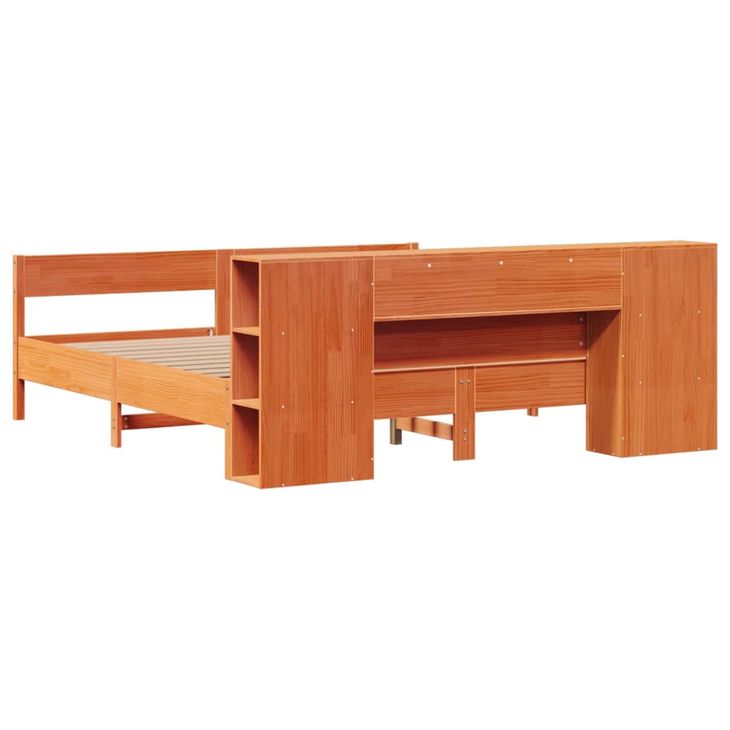 vidaXL Κρεβάτι Βιβλιοθήκη Χωρίς Στρώμα 200x200 εκ Μασίφ Ξύλο Πεύκου