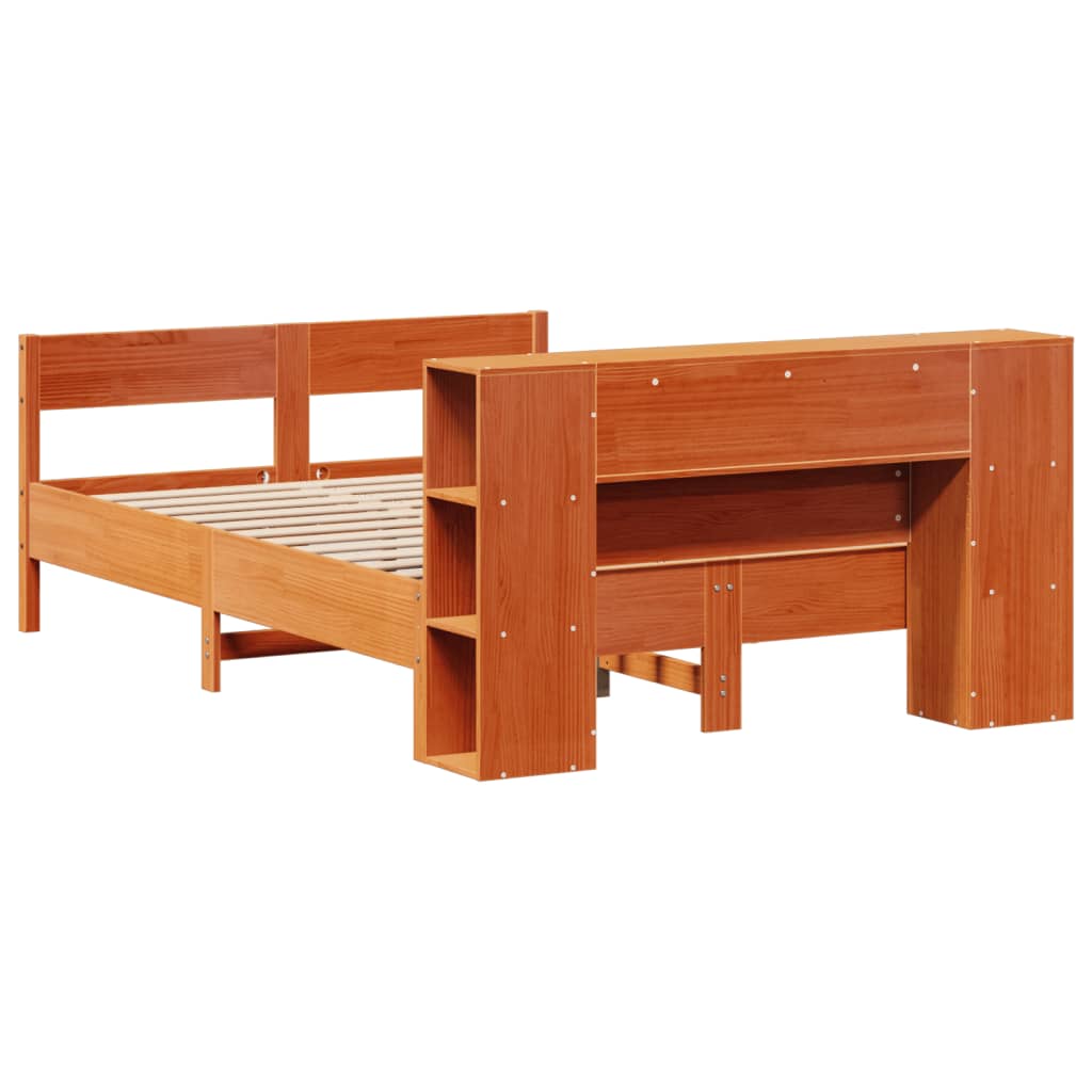 vidaXL Κρεβάτι Βιβλιοθήκη Χωρίς Στρώμα 140x200 εκ Μασίφ Ξύλο Πεύκου