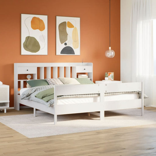 vidaXL Κρεβάτι Βιβλιοθήκη Χωρίς Στρώμα 180x200 εκ Μασίφ Ξύλο Πεύκου