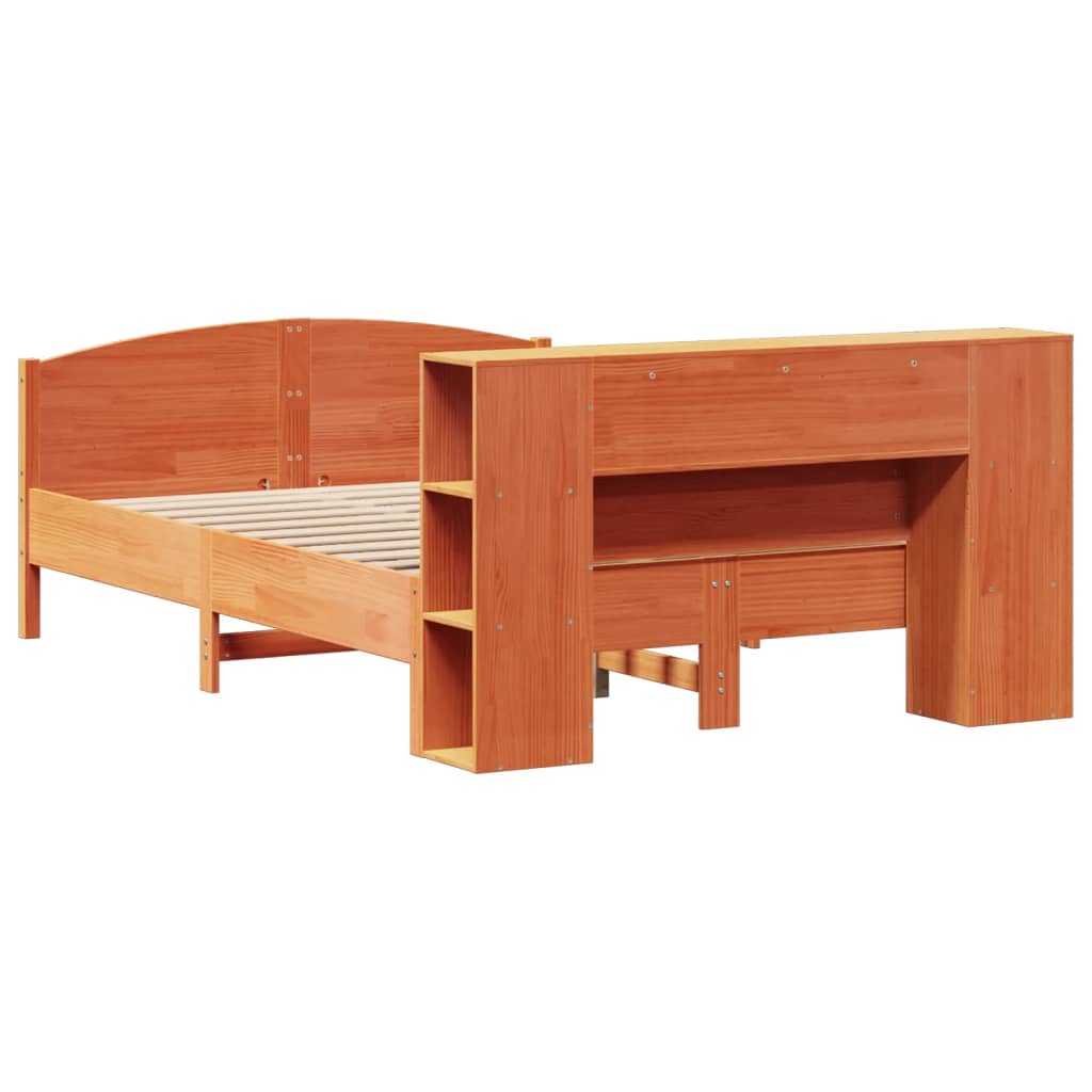 vidaXL Κρεβάτι Βιβλιοθήκη Χωρίς Στρώμα 150x200 εκ Μασίφ Ξύλο Πεύκου