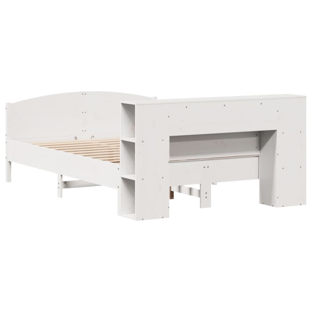 vidaXL Κρεβάτι Βιβλιοθήκη Χωρίς Στρώμα 140x190 εκ Μασίφ Ξύλο Πεύκου