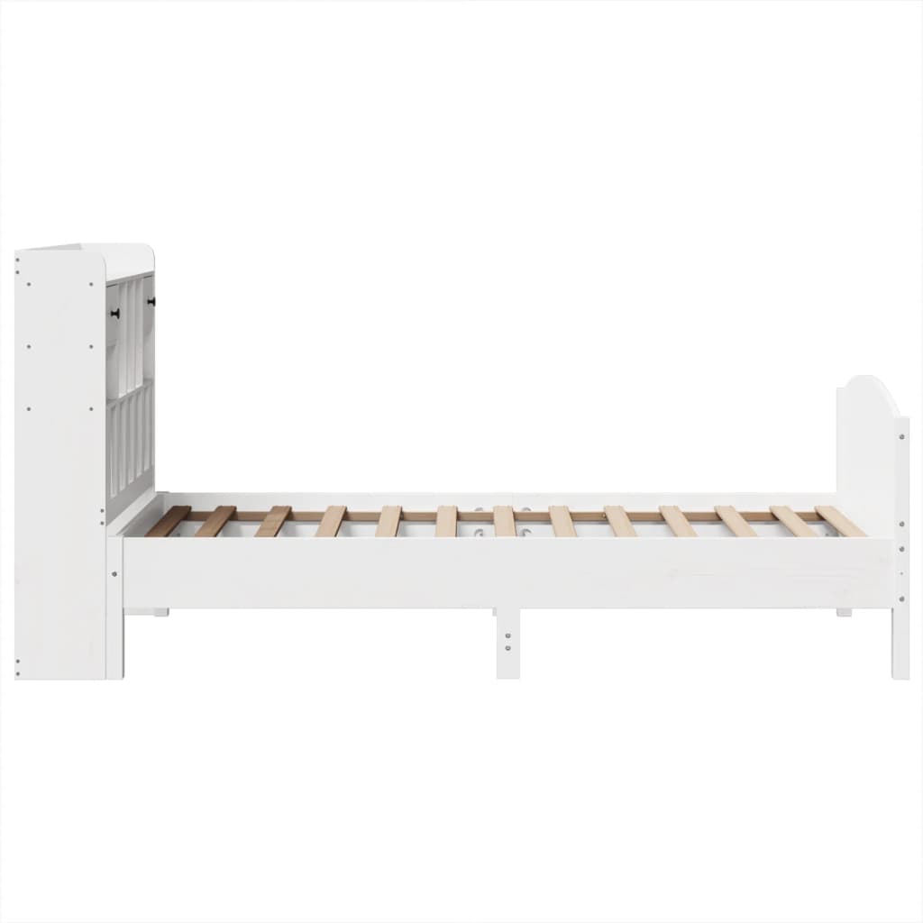vidaXL Κρεβάτι Βιβλιοθήκη Χωρίς Στρώμα Λευκό 75x190 εκ Μασίφ Πεύκο