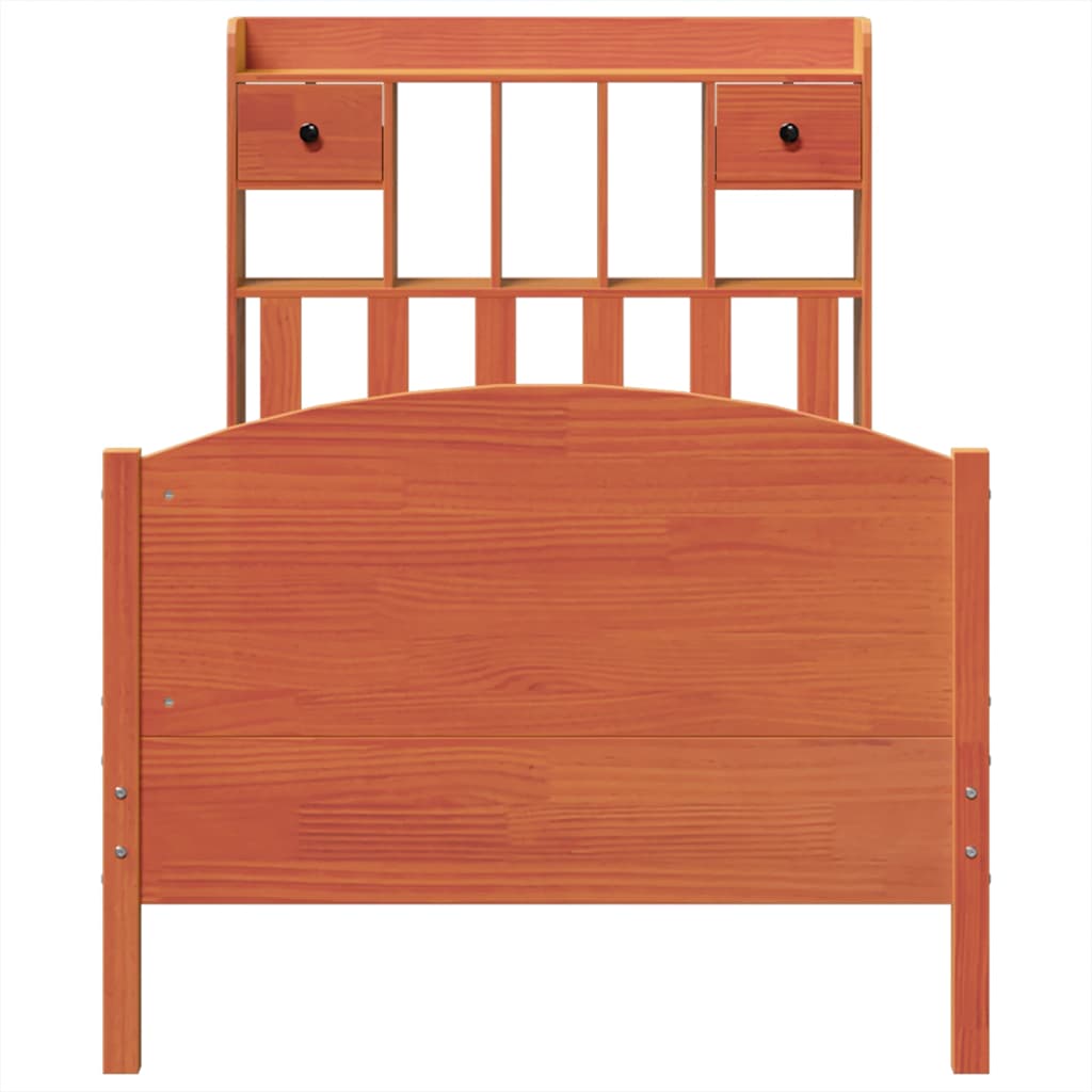 vidaXL Κρεβάτι Βιβλιοθήκη Χωρίς Στρώμα 75x190 εκ Μασίφ Ξύλο Πεύκου