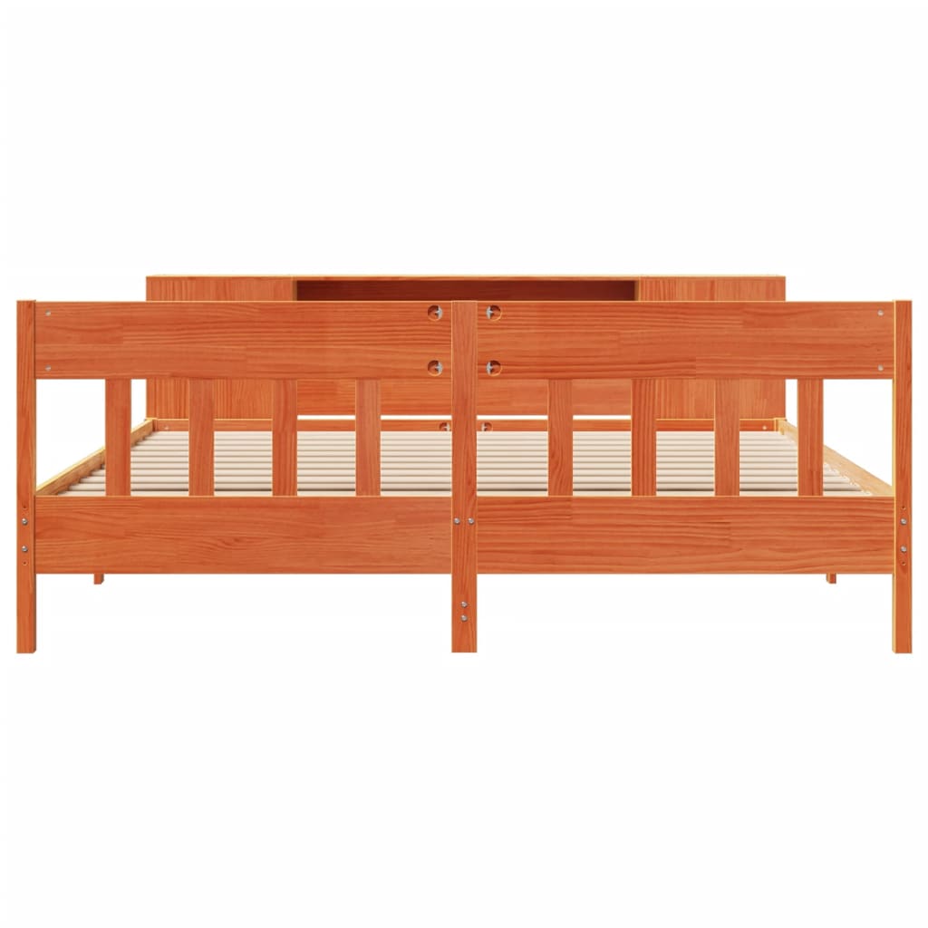 vidaXL Κρεβάτι Βιβλιοθήκη Χωρίς Στρώμα 200x200 εκ Μασίφ Ξύλο Πεύκου