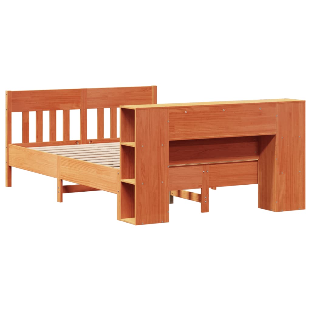 vidaXL Κρεβάτι Βιβλιοθήκη Χωρίς Στρώμα 140x200 εκ Μασίφ Ξύλο Πεύκου