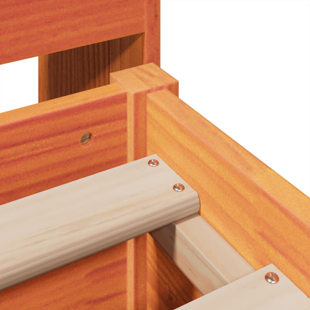 vidaXL Σκελετός Κρεβατιού Χωρίς Στρώμα Καφέ 140x200 Μασίφ Ξύλο Πεύκου