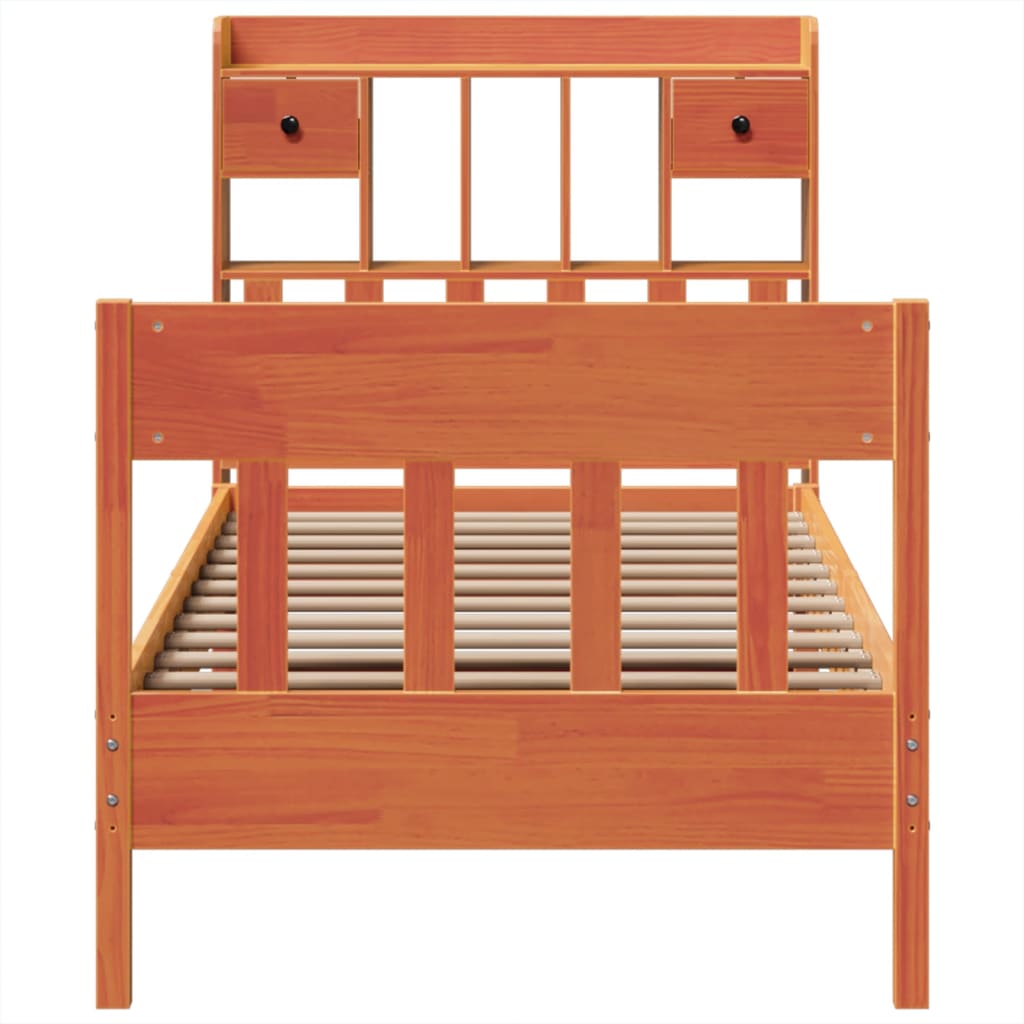 vidaXL Σκελετός Κρεβ. Χωρίς Στρώμα Καφέ Κεριού 75x190 εκ Μασίφ Πεύκο