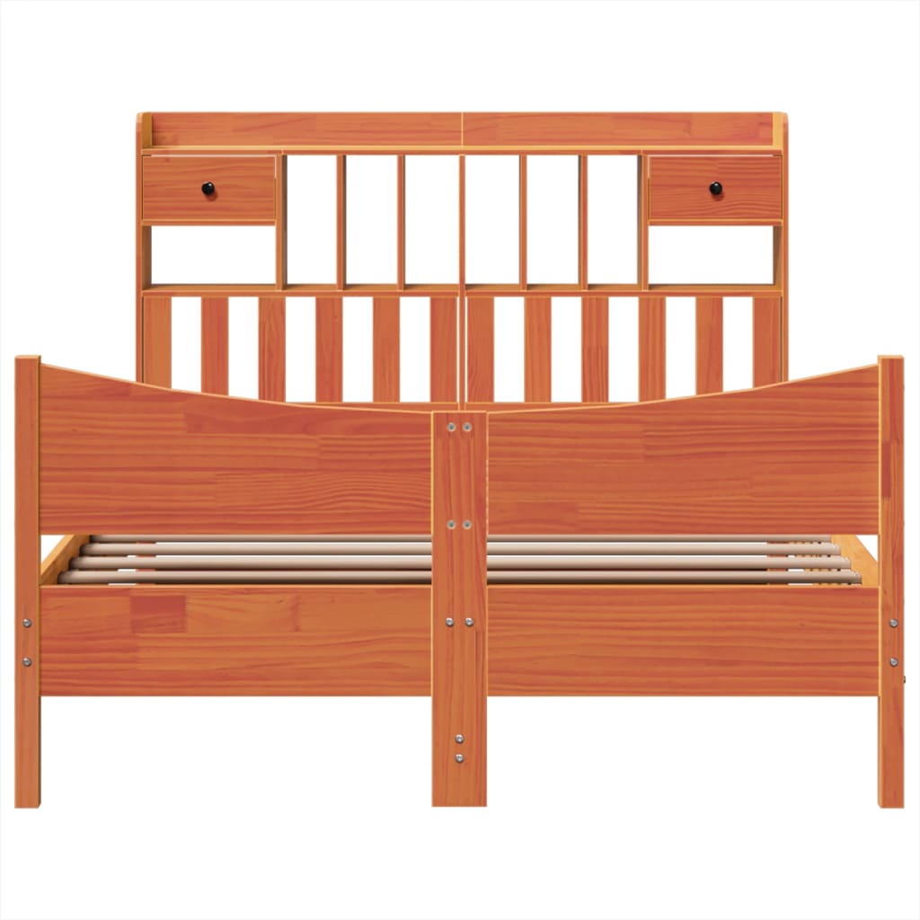 vidaXL Σκελετός Κρεβατιού Χωρίς Στρώμα Καφέ 140x200 Μασίφ Ξύλο Πεύκου