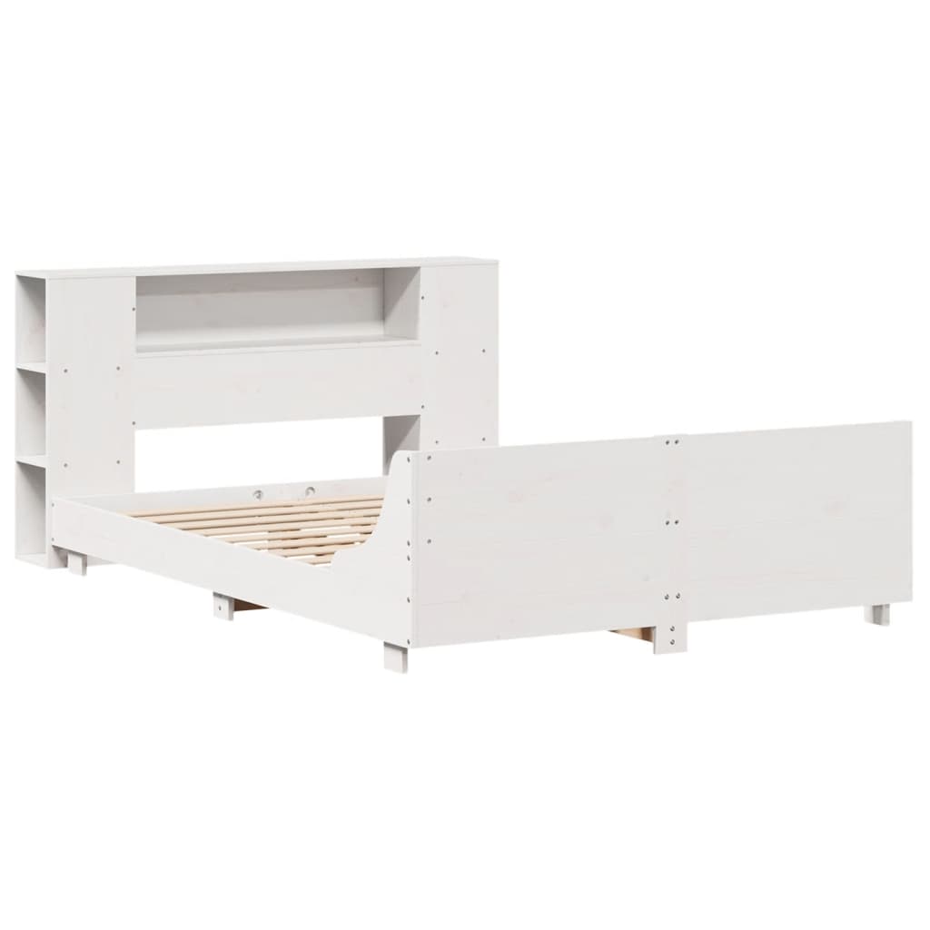 vidaXL Σκελετός Κρεβ. Χωρίς Στρώμα Λευκό 135x190 εκ Μασίφ Πεύκο