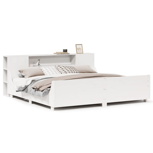 vidaXL Σκελετός Κρεβ. Χωρίς Στρώμα Λευκό 200x200 εκ Μασίφ Πεύκο