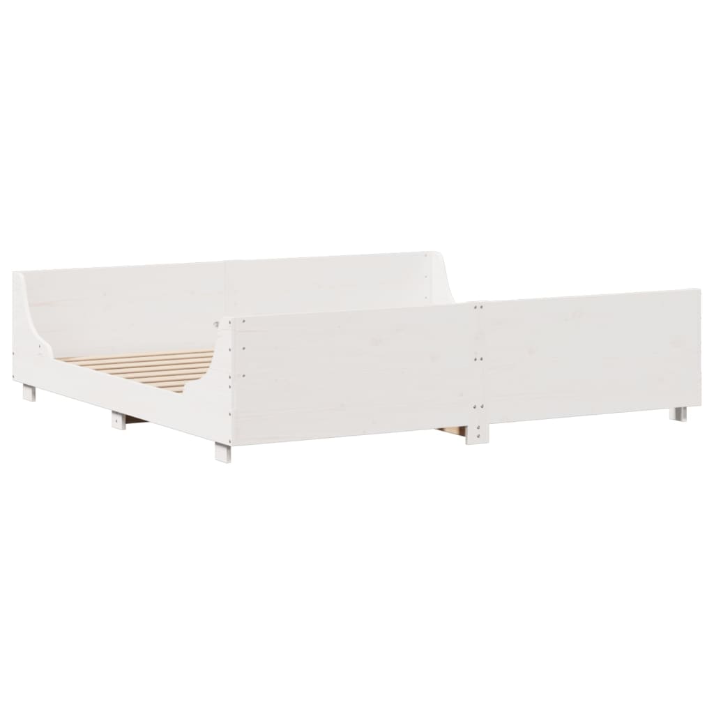 vidaXL Κρεβάτι Βιβλιοθήκη Χωρίς Στρώμα Λευκό 180x200 εκ Μασίφ Ξύλο