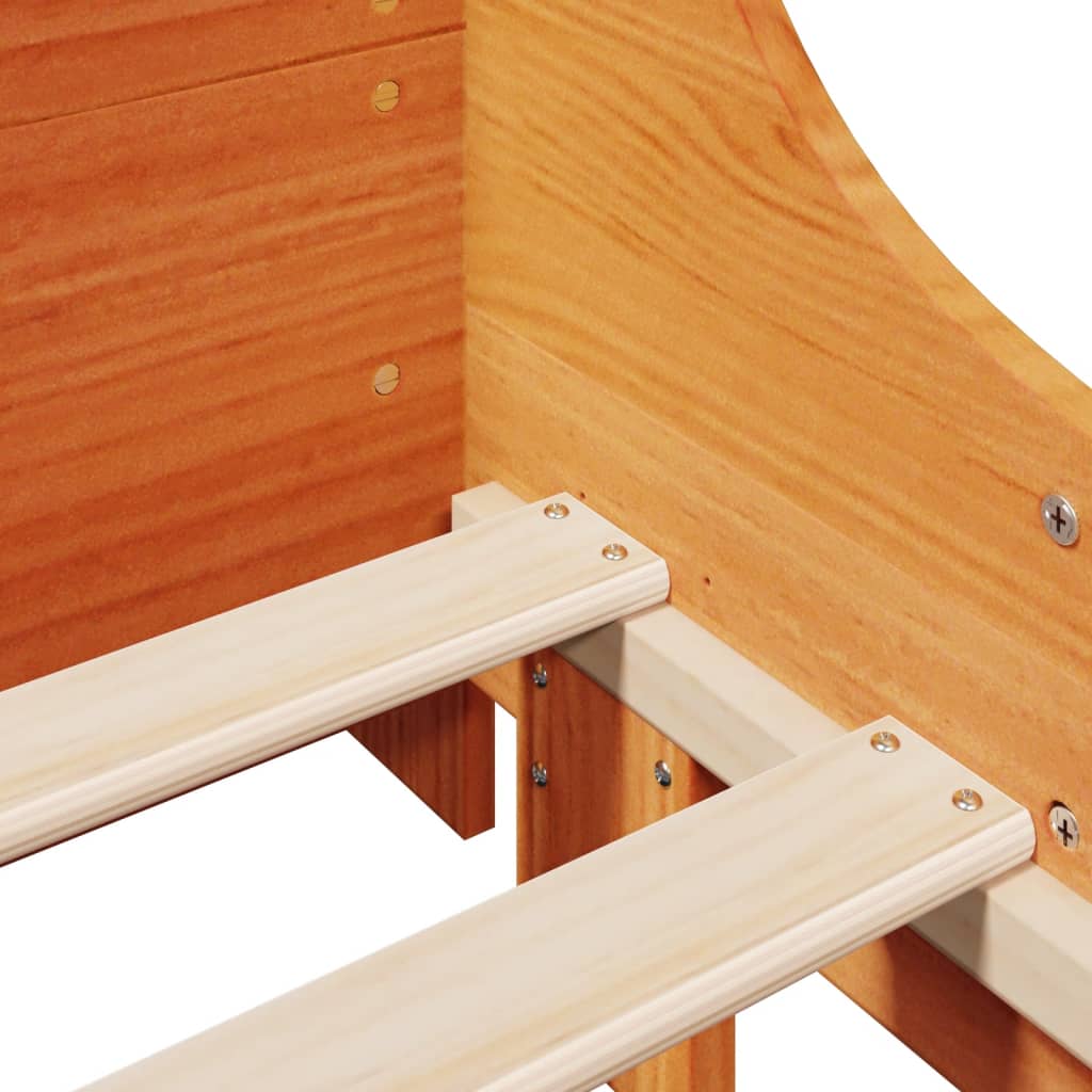 vidaXL Κρεβάτι Βιβλιοθήκη Χωρίς Στρώμα Καφέ 90x200 εκ Μασίφ Πεύκο