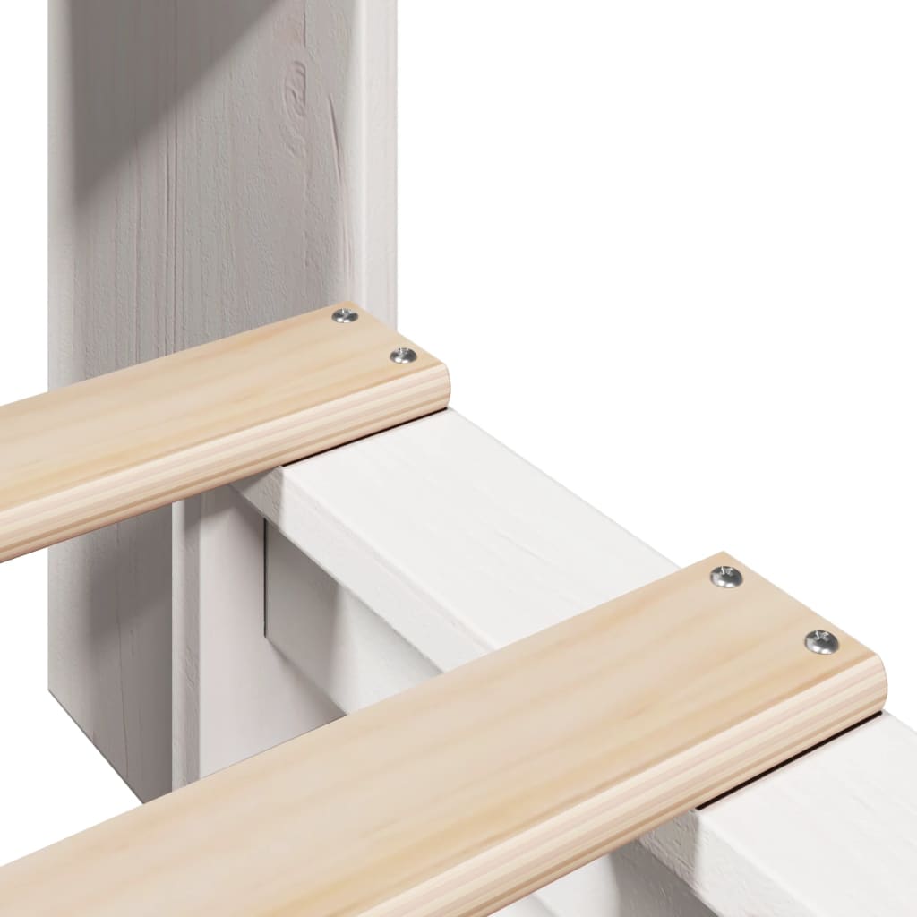 vidaXL Κρεβάτι Βιβλιοθήκη Χωρίς Στρώμα Λευκό 90x200 εκ Μασίφ Πεύκο